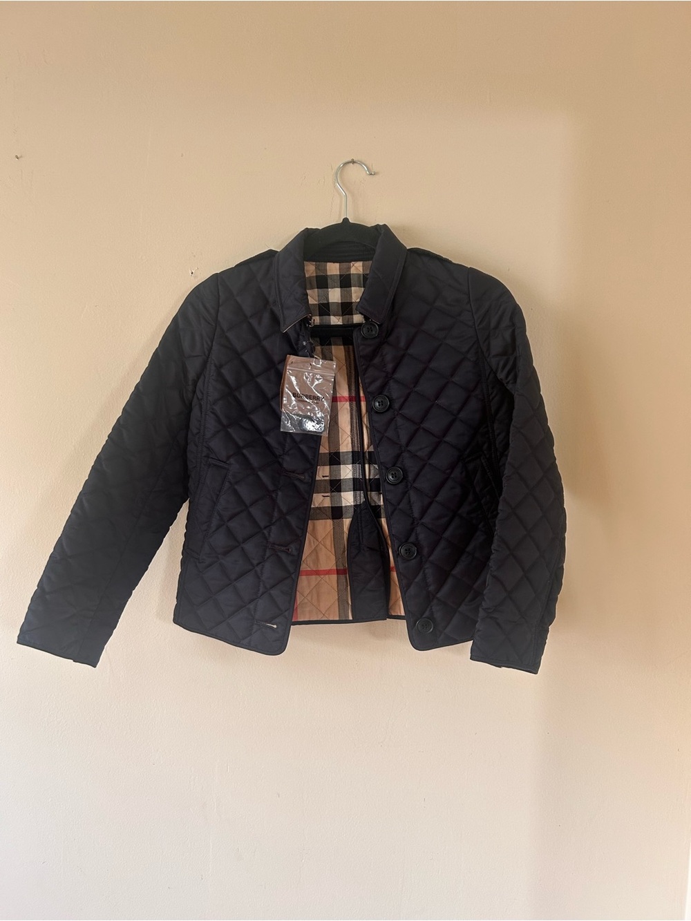 Burberry Black Quilted Puffer Jacket with Signature Check Lining